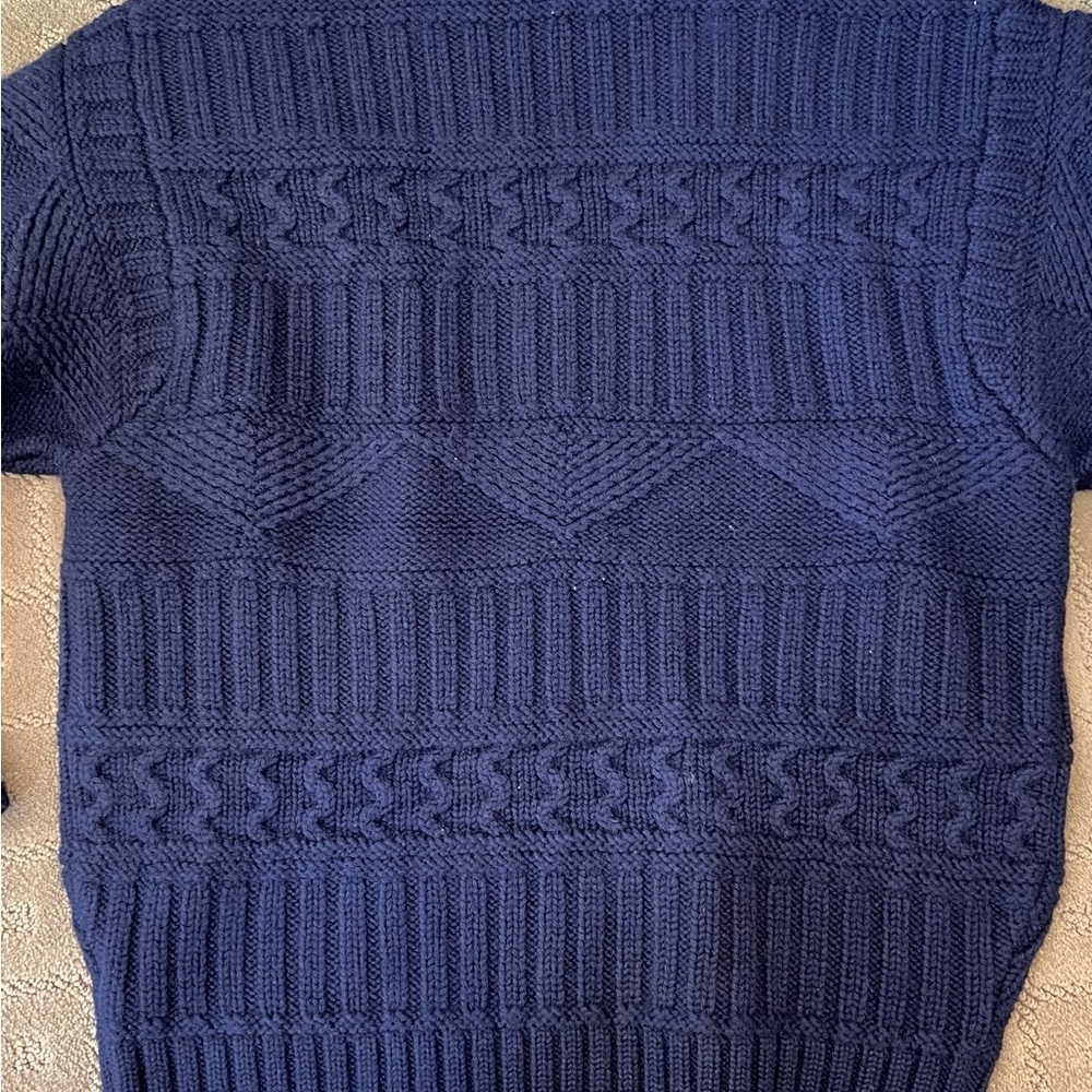 Faconnable Vintage Textured Knit Navy Sweater - Picture 2 of 4